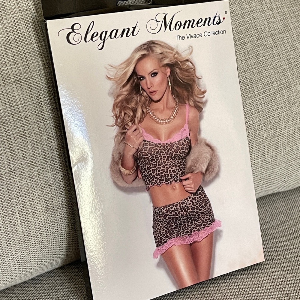 Elegant Moments Leopard and Pink Lace 2pc Skirt Set
